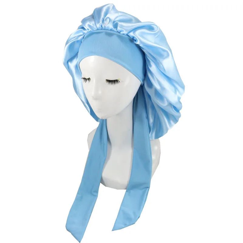 Extra-Long Satin Bonnet with Adjustable Tie | Hair Protection Sleep Cap