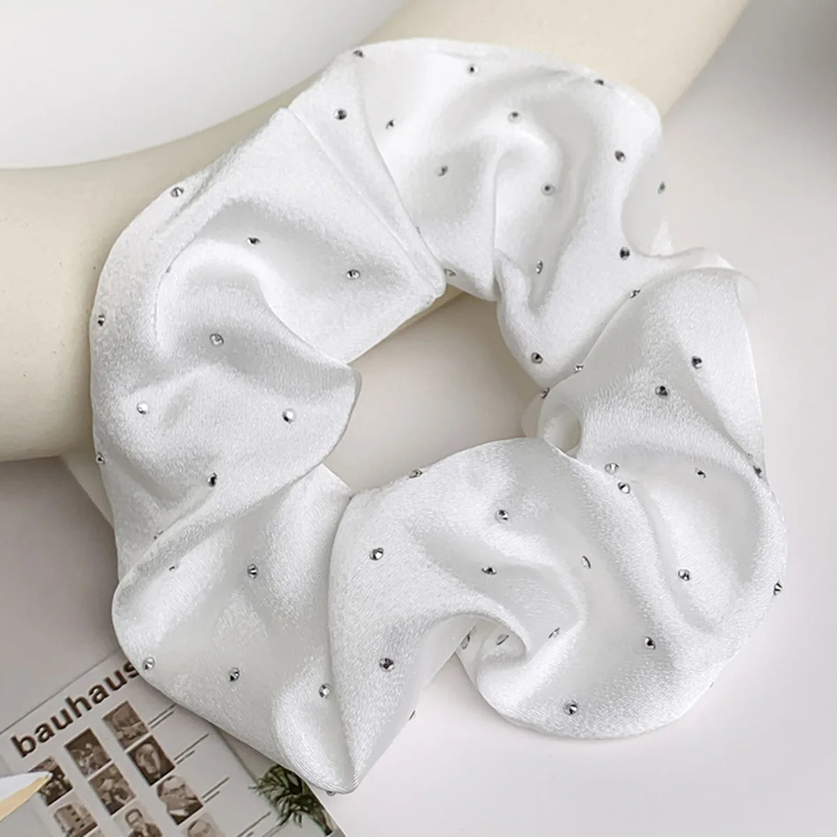 Satin Scrunchies With Rhinestones Decor - Soft And Comfortable Hair Ties For Ponytail And Hair Accessories