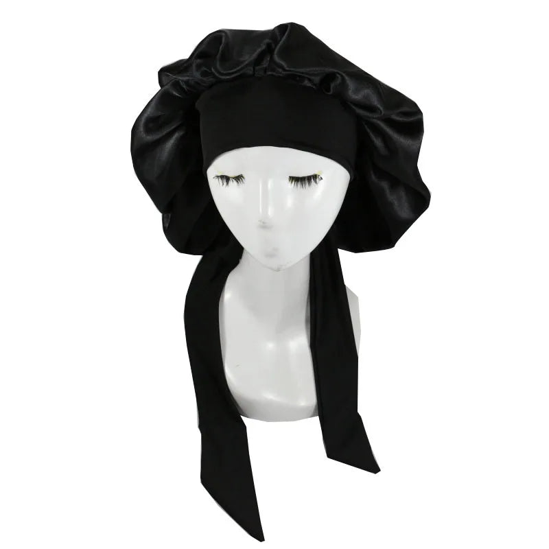 Extra-Long Satin Bonnet with Adjustable Tie | Hair Protection Sleep Cap