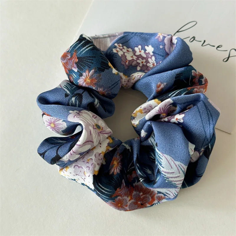Floral Satin Scrunchies Set