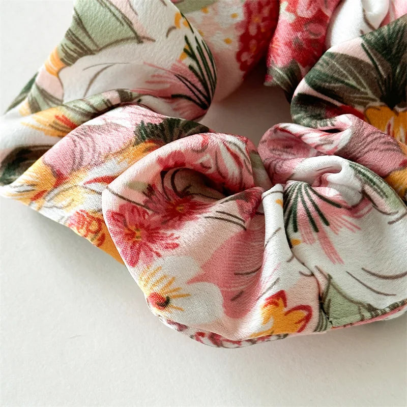 Floral Satin Scrunchies Set