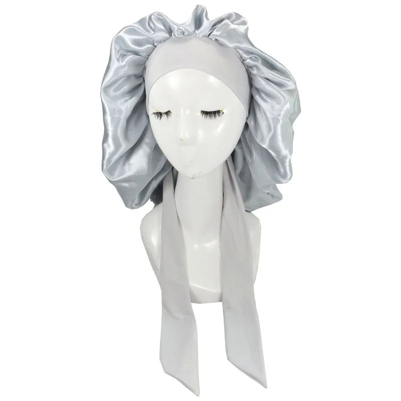 Extra-Long Satin Bonnet with Adjustable Tie | Hair Protection Sleep Cap