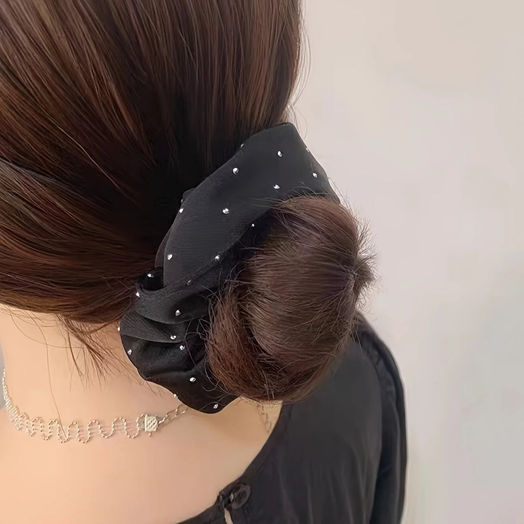 Satin Scrunchies With Rhinestones Decor - Soft And Comfortable Hair Ties For Ponytail And Hair Accessories