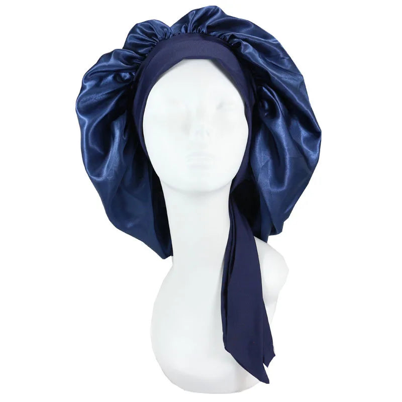 Extra-Long Satin Bonnet with Adjustable Tie | Hair Protection Sleep Cap