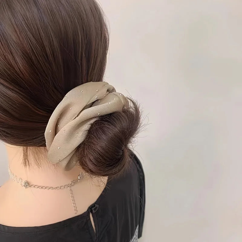 Satin Scrunchies With Rhinestones Decor - Soft And Comfortable Hair Ties For Ponytail And Hair Accessories