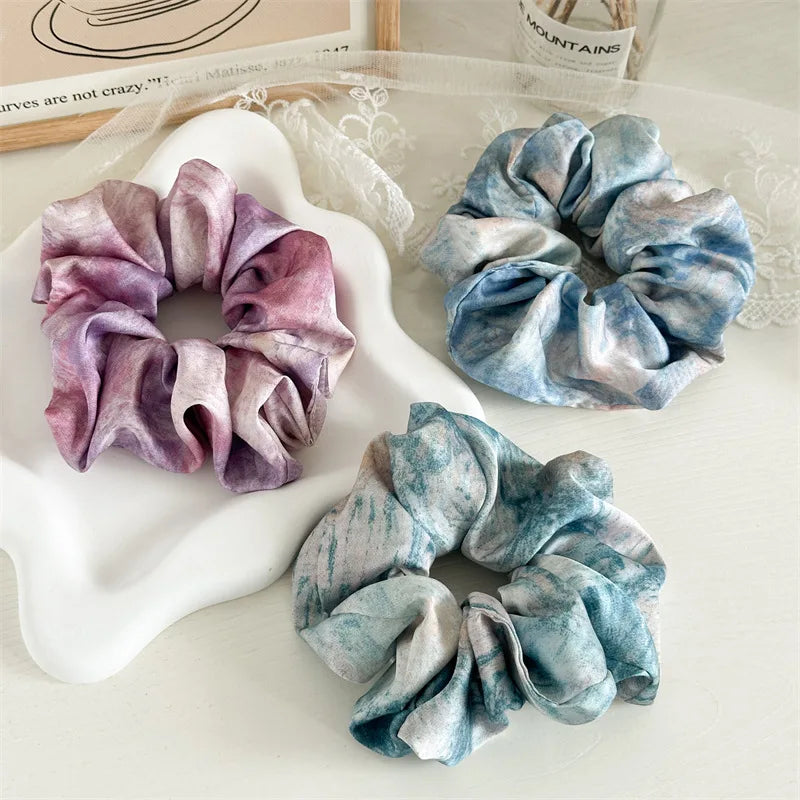 Floral Satin Scrunchies Set