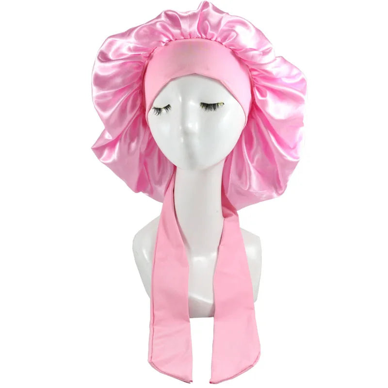 Extra-Long Satin Bonnet with Adjustable Tie | Hair Protection Sleep Cap
