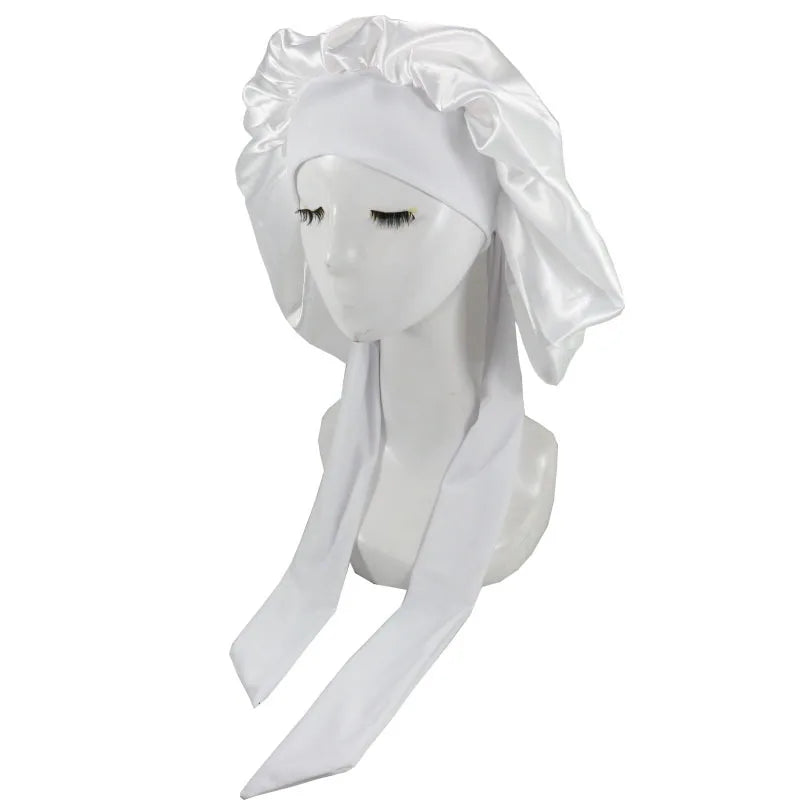 Extra-Long Satin Bonnet with Adjustable Tie | Hair Protection Sleep Cap