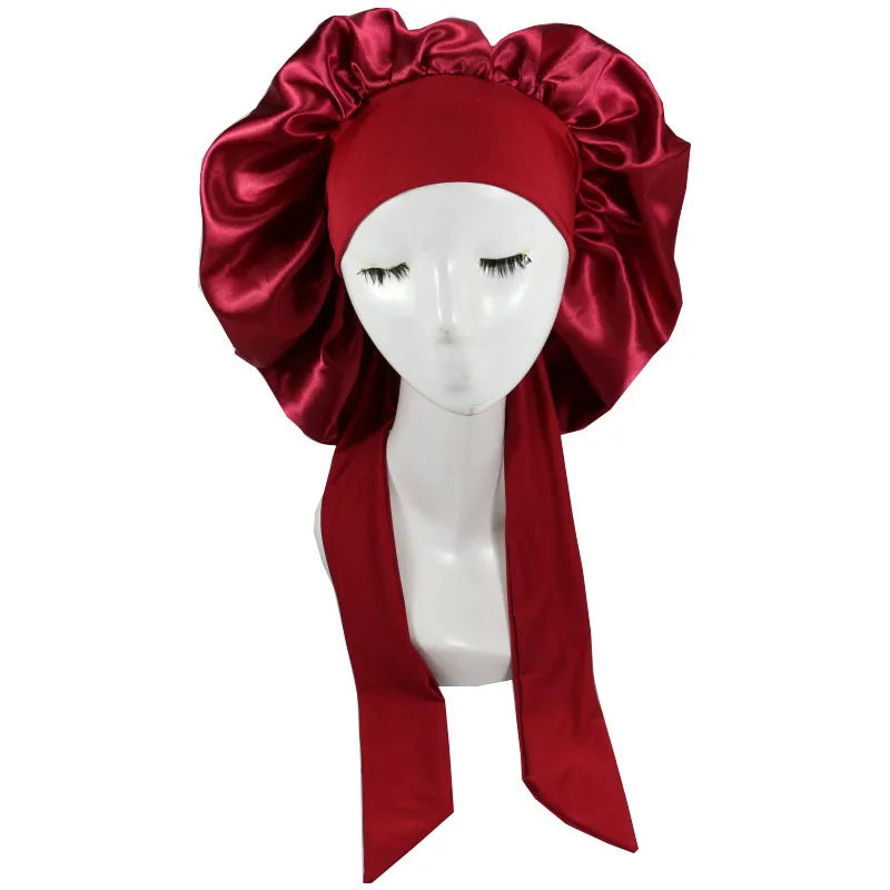 Extra-Long Satin Bonnet with Adjustable Tie | Hair Protection Sleep Cap