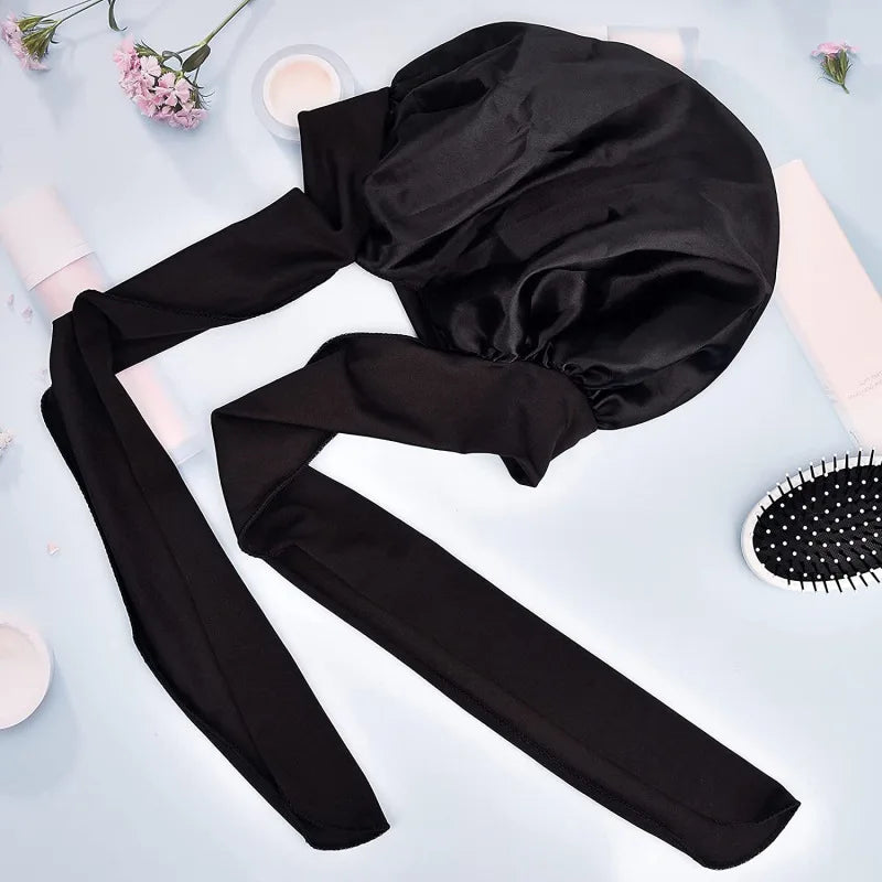 Extra-Long Satin Bonnet with Adjustable Tie | Hair Protection Sleep Cap