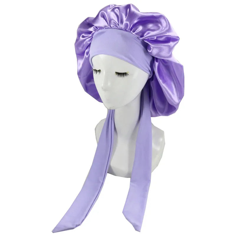 Extra-Long Satin Bonnet with Adjustable Tie | Hair Protection Sleep Cap