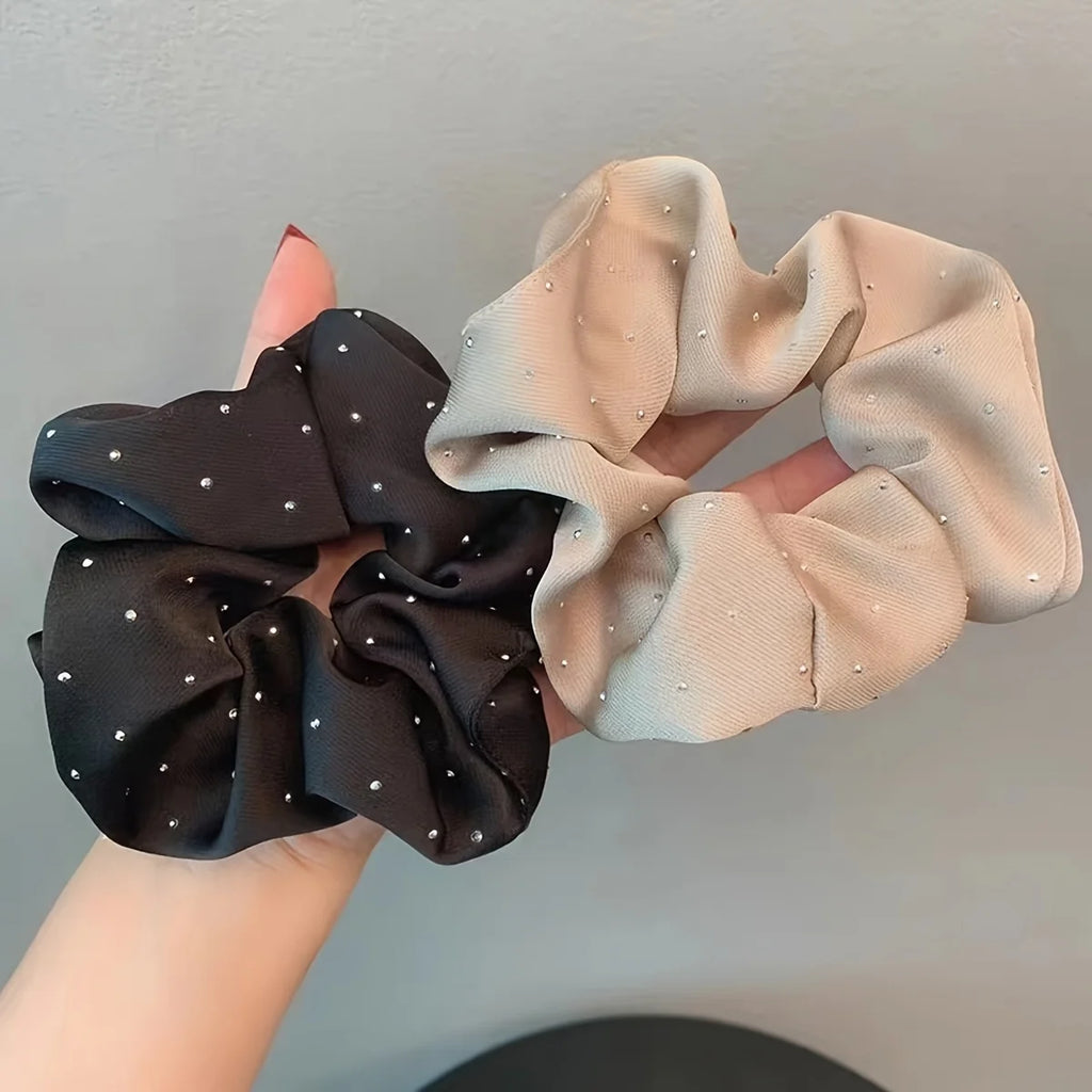 Satin Scrunchies With Rhinestones Decor - Soft And Comfortable Hair Ties For Ponytail And Hair Accessories
