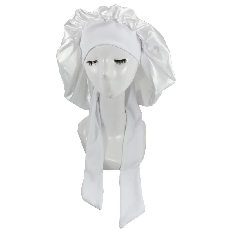 Extra-Long Satin Bonnet with Adjustable Tie | Hair Protection Sleep Cap