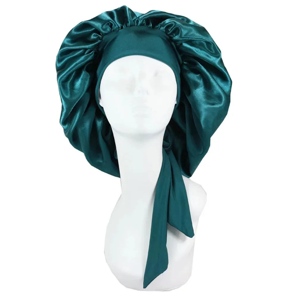 Extra-Long Satin Bonnet with Adjustable Tie | Hair Protection Sleep Cap