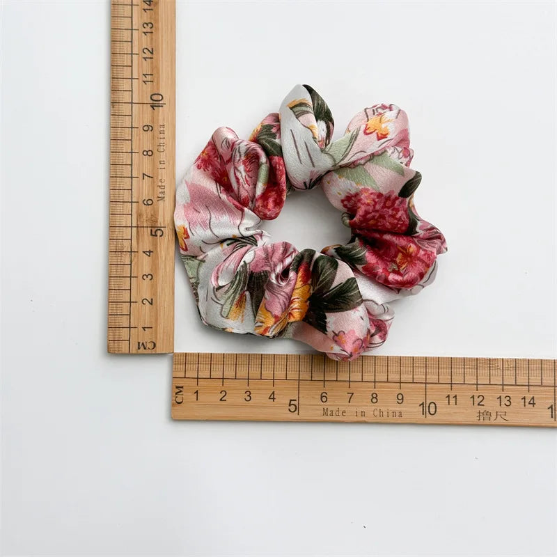 Floral Satin Scrunchies Set