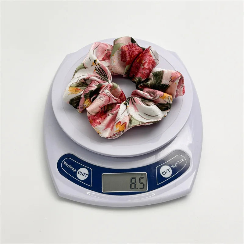 Floral Satin Scrunchies Set