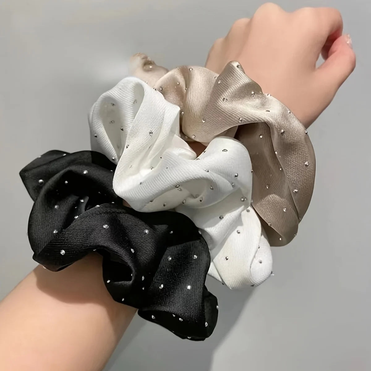 Satin Scrunchies With Rhinestones Decor - Soft And Comfortable Hair Ties For Ponytail And Hair Accessories