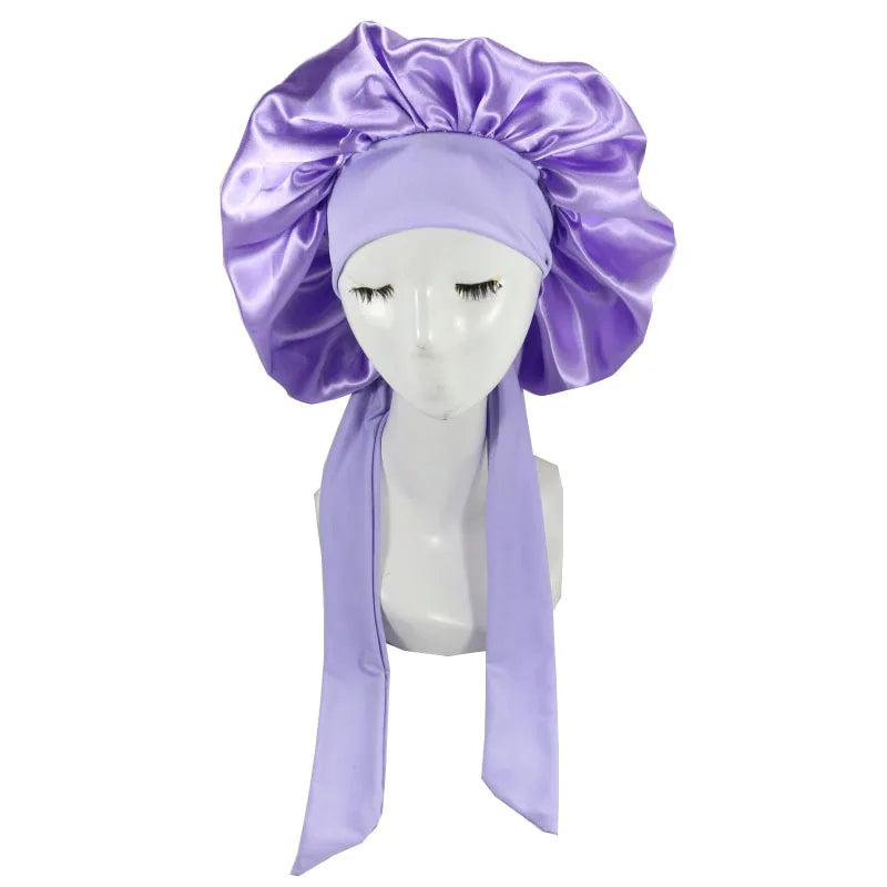 Extra-Long Satin Bonnet with Adjustable Tie | Hair Protection Sleep Cap