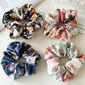 Floral Satin Scrunchies Set