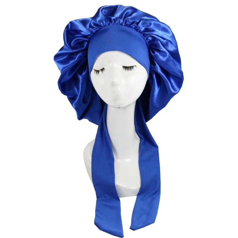 Extra-Long Satin Bonnet with Adjustable Tie | Hair Protection Sleep Cap