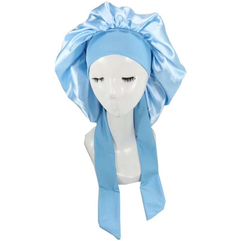 Extra-Long Satin Bonnet with Adjustable Tie | Hair Protection Sleep Cap